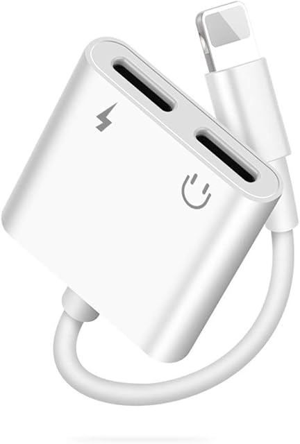 Headphone Adapter for iPhone Lightning Jack Aux Audio Dongle Dual Apple MFi Certified Charging+Music+Calling Earphone Converter for iPhone 14 13 12 11 Pro Max/XS Max/XS/XR/8/7 Plus Support all iOS