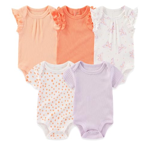 Image of Kiddiezoom Newborn Baby Bodysuit Short-Sleeve Rompar Clothing Set 5-Piece