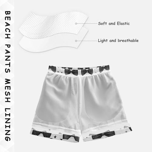 Pigsaly Boys Swim Trunks Grey Black Stars Bow Tie Boys Board Shorts Swimsuit Swimwear Summer Bathing Suit 3T4