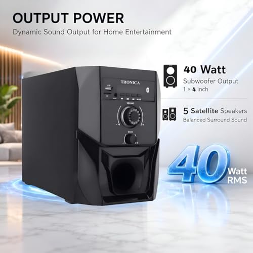 Image of TRONICA Super King 5.1 40Watt |Bluetooth Home Theater System |Multimedia Speaker with Subwoofer| Deep Bass Sound System for TV, Laptop & Phone | Movies & Gaming | USB, FM, AUX & Remote Control
