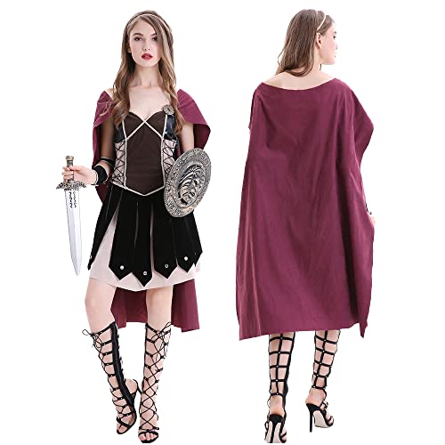 Image of Ulalaza Women's Cosplay Costume Cleopatra Greek Goddess Ancient Roman Warrior Uniform Outfit for Halloween Party