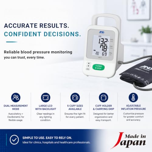 Image of A&D Medical All-In-One Blood Pressure Monitor (UM-211) European Society for Hypertension (ESH) Approved