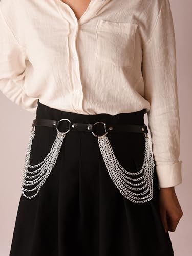 Sacina Goth Punk Black PU leather Belt, Grunge Emo Black Studded Belt for Women, Goth Accessories3