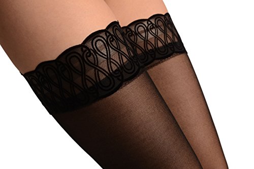 LissKiss Black With Velvet Infinity Silicon Garter - Stay - Up Thigh High (Stockings)2