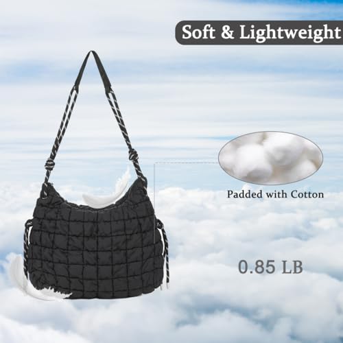 Image of Hobo Crossbody Bags for Women, Puffer Tote Bag Quilted Shoulder Bag, Casual Puffer Purse for Travel