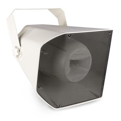 Power Dynamics HS650 - Altavoz con pabellón de 50 vatios, 100 V, 2 vías, IP66, Cuerpo de ABS, Viene con Pinza de Montaje Ajustable, Ideal para anuncios de Voz y música de Ambiente