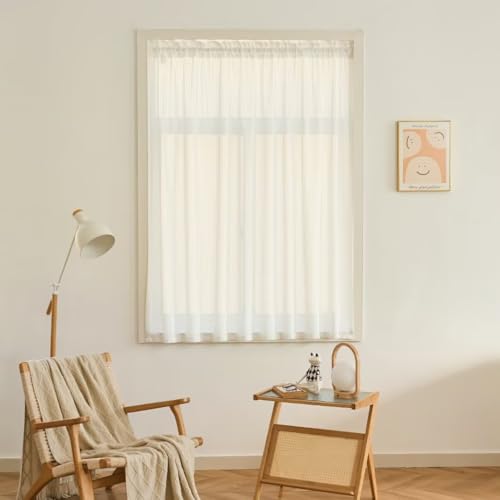 GMUMU レースカーテン 透けない ミラーレースカーテン 小窓 丈80cm 幅70cm 1枚組 ミラーレースカーテン 夜も透けない 外から見えにくい 省エネ 保温 昼夜目隠し 日焼け 防止 UVカット 節電対策 かわいい シンプル 北欧 厚地 無地 出窓