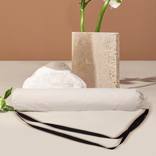 Bolsa para esterilla de yoga de tela Oxford beige con práctico cordón ajustable 6