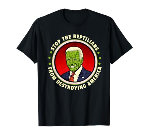 Arrêtez les reptiliens de détruire l'Amérique Funny Anti Biden T-Shirt