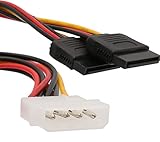 1 connecteur d'alimentation Molex mâle 4 broches vers 2 connecteurs SATA femelles 15 broches