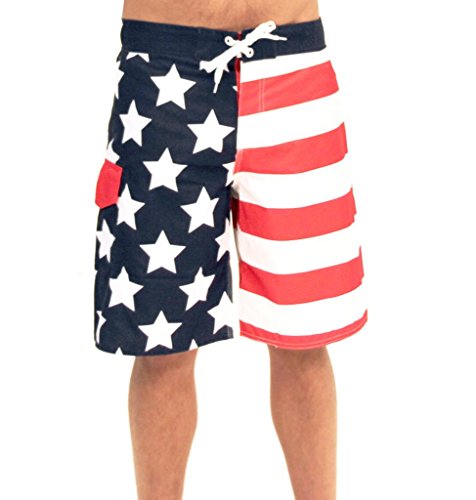 USA American Flag Stars and Stripes Mens Boardshorts Swim Shorts (Adult Medium)