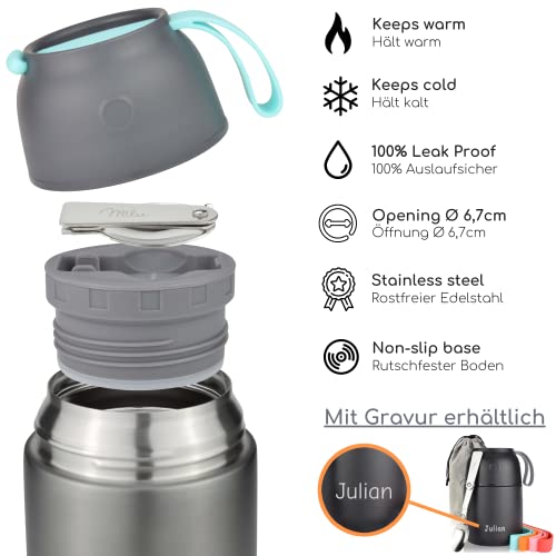 Milu® Thermobehälter 450, 650ml, 800ml | Edelstahl Warmhaltebehälter | Essensbehälter | Speisegefäß Babynahrung | Essen… – Bild 3