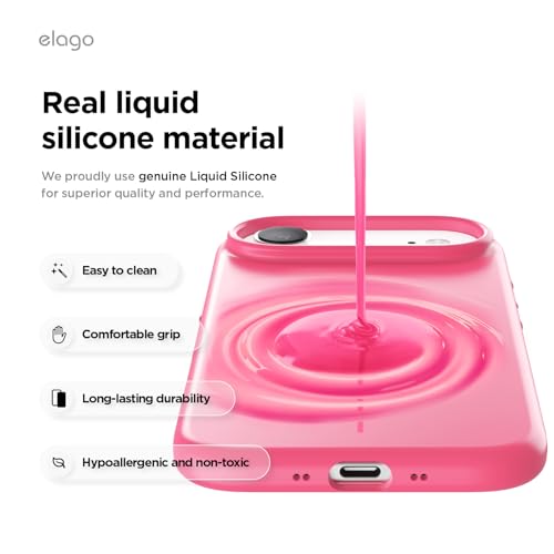 Image of elago for iPhone Air Case, Premium Magnetic Silicone Case, Compatible with MagSafe, Liquid Silicone Material, Protective Cover, Shockproof, Slim Phone, 6.5 inch (Ice Red)