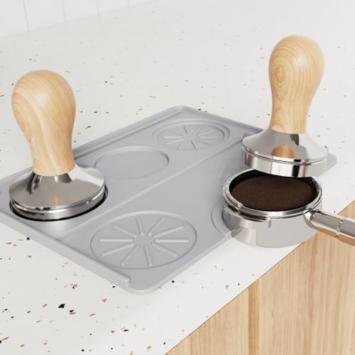 Image of Espresso Tamping Mat, Coffee Tamper Mat, Espresso Mat for Counter, Silicone Tamper Mat, Food-grade, Non-Slip, Waterproof, Heat Resistant (Black, 9.84''x7.87'')