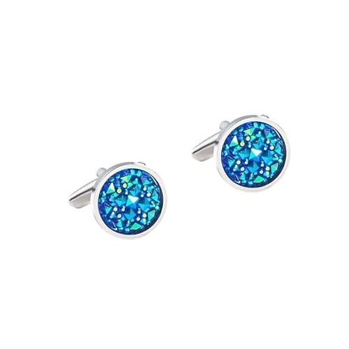 French Shirt Suit Round Metal Diamond Crystal Zircon Cufflinks