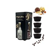 Pack Regalo Mini botellas de Licores Artesanales – Elige 4 Sabores Únicos + 4 recipientes de Chupitos de Chocolate puro + 2 Bombones ferrero rocher – Detalle Gourmet Navideño en Caja Premium