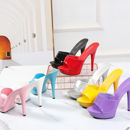 Women's Peep Toe Stiletto platform Sexy Prom Slides 5.12in High Heel FishMouth Open Toe breathe comfort Heeled Y2K Party Sandals for Evening Wedding4