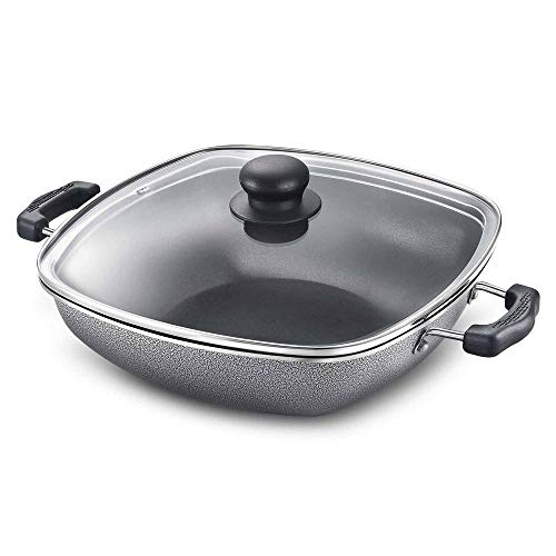 TTK Prestige Omega Select Plus Square Induction Base Non-Stick Aluminium Kadai, 270mm, Black