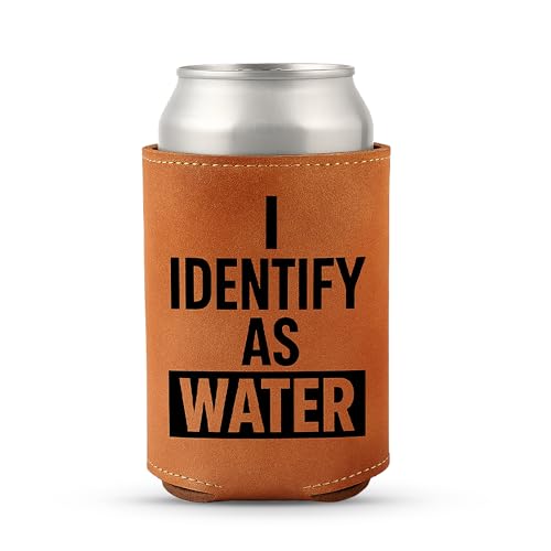 Can Cooler -I Identify as Water- Stocking Fillers for Men Boys Stocking Fillers Funny Secret Santa Gifts Birthday Gifts for Dad Retirement Gifts Beer Gifts for Men Gifts for Men Funny and Unusual