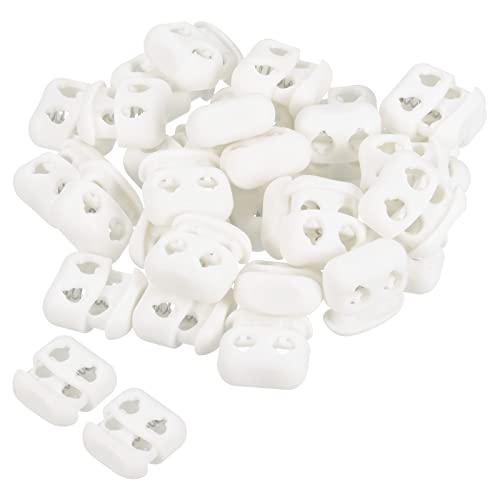 PATIKIL Cord Locks, 30 Pack Oval Spring Toggle Stopper for Drawstring Bag Shoelaces White, 16x17mm