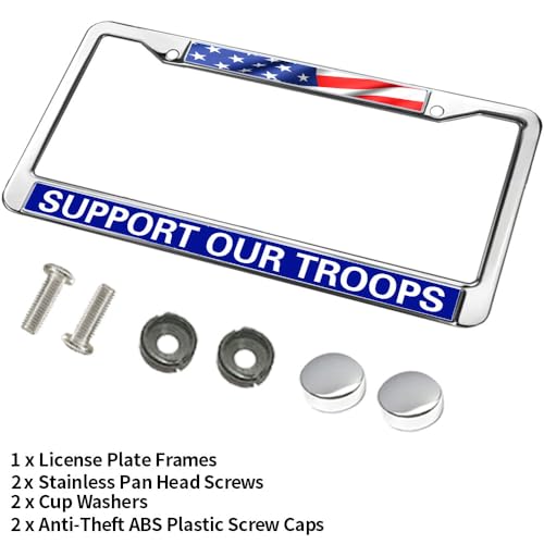 Image of US Army License Plate Frame Inspirational US Flag Army Support Rust-Proof License Plate Frame