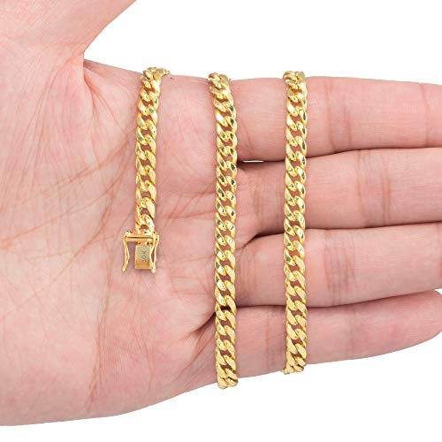 Nuragold 10k Real Yellow Gold Miami Cuban Link 5.5mm Chain Necklace (16"-30") Italian Jewelry for Men & Women4