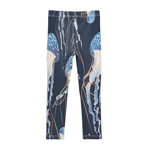 Toddler Girls Leggings Printed Yoga Pants Leggings Jellyfish on A Dark Background for Kids2