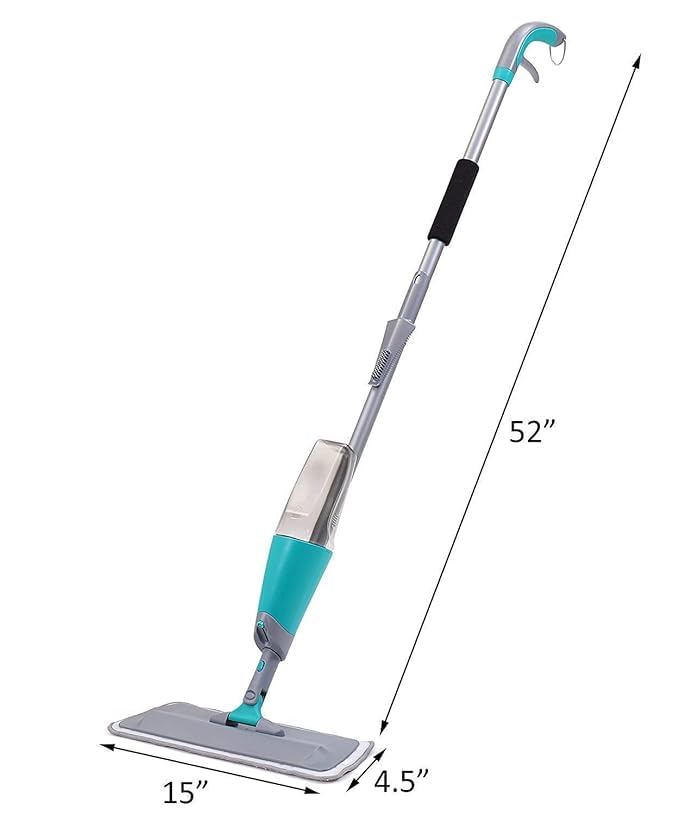 Image of Efficient Spray Mop with Stainless Steel Handle - Lightweight Microfiber Floor Cleaner with Removable Washable Pad and Built-in Water Spray Bottle for Home and Office (Multicolors)