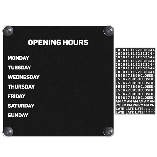 Panneau horaires d'ouverture magnétique affichage ventouse métal réutilisable pour porte vitrée