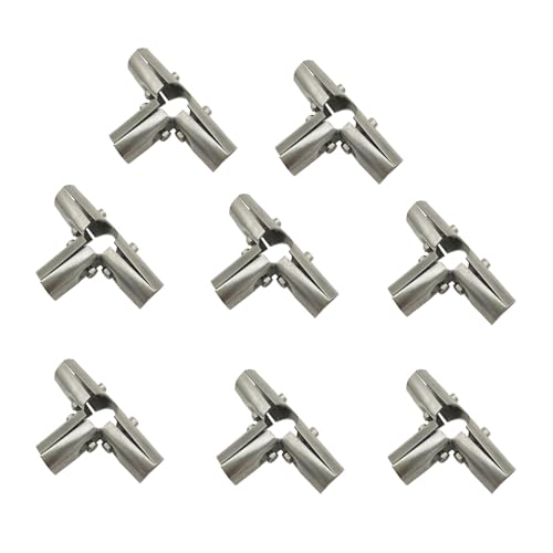 8 PCS 1 Inch Structural Pipe Connector 4 Way Metal Joint Chain Link Fence Clamp, Stainless Steel 201 Corner Fitting End Rails Clamps, Thickness 1.8 mm by M9LZY - Used condition - US$18.89