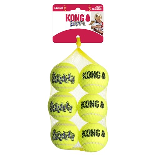 KONG Air Dog SqueakAir Dog Toy Tennis Balls, Medium (6 Pack)
