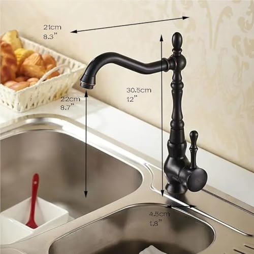 Robinet de cuisine bronze noir résistant mitigeur pivotant B309