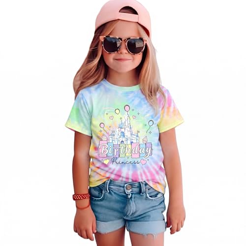 Image of Birthday Girl Shirt Kids Birthday Princess T-Shirt Toddler Girls Birthday Party Tee Cute Birthday Family Tee Tops