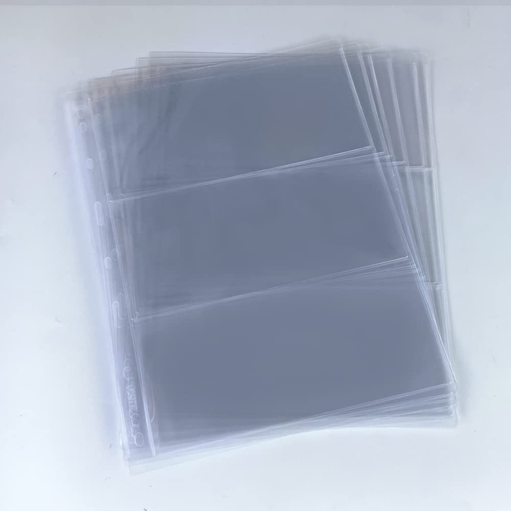 3 bolsillos para colección de dinero, páginas, 10 hojas para sellos de dinero, fundas para álbumes de libros de colección de divisas para carpeta estándar de coleccionista de monedas de 9 agujeros
