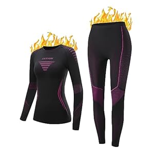 EFFAN Thermal Underwear Womens Ski Base Layers, Ladies Thermal Underwear, Womens Ski Thermals Top And Bottoms