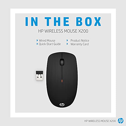 Hp Wireless Mouse X200, 2.4 Ghz With Usb Receiver, 18-Month Battery Life, Ambidextrous, Windows Pc, Notebook, Laptop & Mac Compatible Black #TOP5