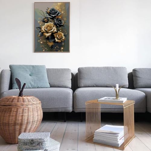 Image of MYBISYMQQ Stamping Cross Stitch Kit Flowers, Counting Cross Stitch Kit for Adult Beginners, Full Line DIY Cross Stitch Stitching Kit for Home Decor Cross Stitch Patterns 15.7x11.8inches