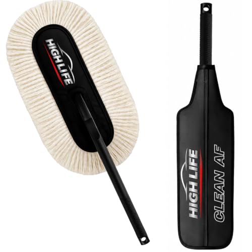 Image of HIGH LIFE Premium Microfiber Car Duster | Ultra Soft Scratch-Free Car Cleaning Brush | Washable Reusable Dust Remover for Car, Bike & SUV | Waterless Cleaning for Dashboard, Glass, Interior & Exterior