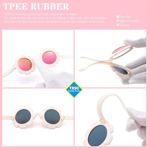 AZorb Baby Flower Sunglasses with Strap Polarized UV 400 Protection for Infant Toddler Boy Girl Age 0-24 Months4