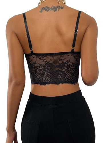 Lilosy Sexy Floral Lace Sheer Longline Crop Cami Top2