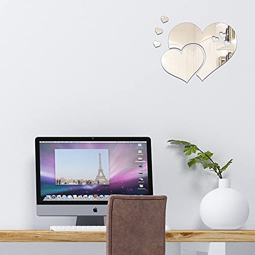 Espelho Decorativo Acrilico Coração Decorativo Para Quarto Sala Escritórios Ambiente Em Geral