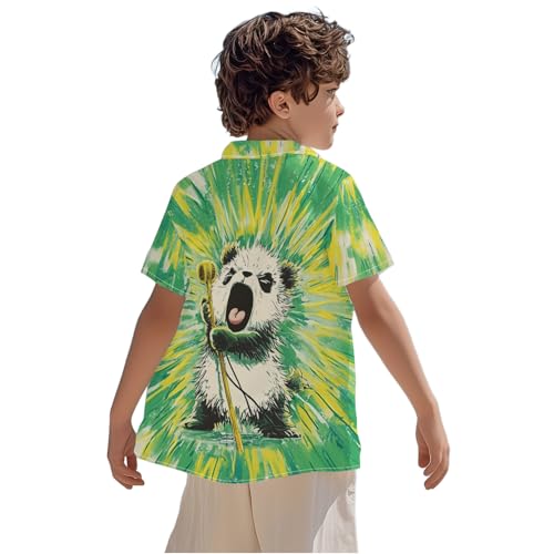 Image of Kids Tie-dye Hawaiian Shirt 80s Button Down Retro Short Sleeve Casual Beach Tropical Funny Party Outfits for Boys