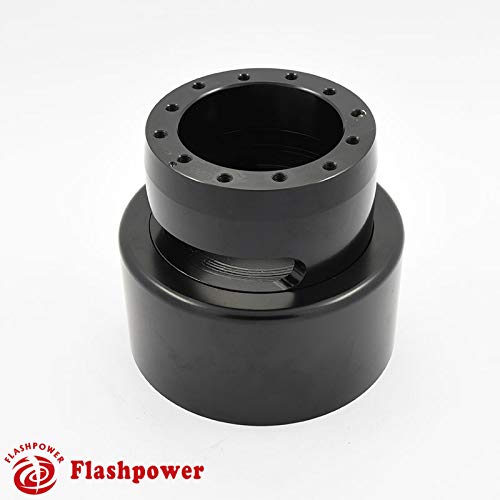 Flashpower 6 hole Steering Wheel Hub Adapter Boss Kit Black Compatible with Buick Cadillac Corvette Oldsmobile 1984-1989