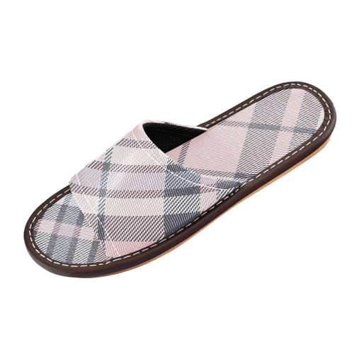 GuoChe Buffalo Plaid Check Tartan Scotland Pink Spa Sandal Indoor Outdoor Breathable Lightweight Slides