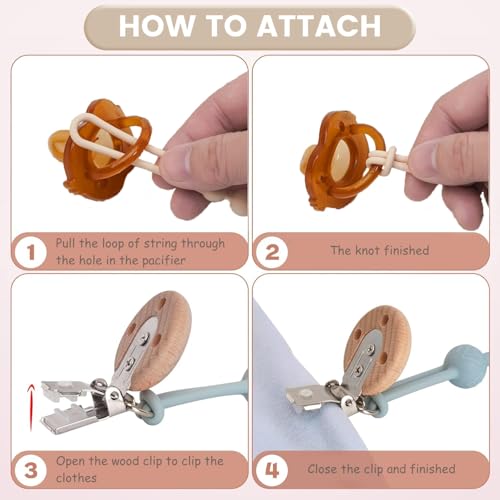 Image of Silicone Pacifier Clip for Baby Boys Girls Paci Binky Holder 5 Pack | food grade silicone, one piece design, soothe binky holder, teething relief, baby shower, birthday, christmas, baby registry