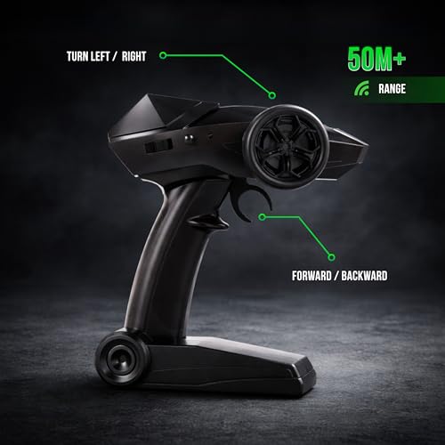 Image of Korzi RC Car 4x4 (1:16) - 25 Kmph+ High Speed | Semi Hobby Grade with Proportional Throttle Control | All Terrain Off Road Remote Control Car | Rechargeable Battery | Indian Service Support