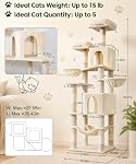 AMHANCIBLE Tall Cat Tree, 70 Inch Cat Tower for Indoor Cats, Multi-Level Cat Tree with Scratching Post, Hammock, Hanging Basket, Large Cat Condos for Adult Cats Kittens, Beige, PT18BG