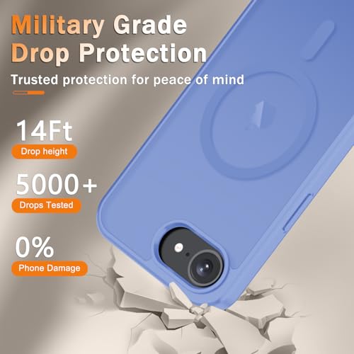 Image of YENAPOON for iPhone 17e Case, iPhone 16e Case, Matte Magnetic Phone Cover [with 1 Screen Protector] [Support for MagSafe] [Shockproof Military Grade Protection] Translucent Frosted Back, Purple