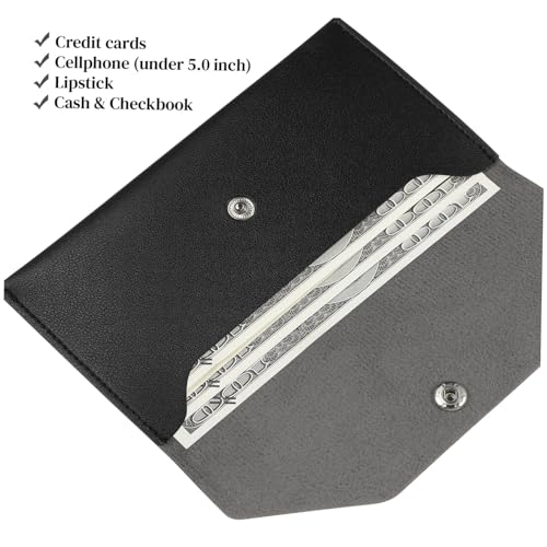 PU Leather Envelop Wallet Clutch for Women Stylish Cash Credit Card Holder Compact Portable Pouch for Everyday Use and Travel4