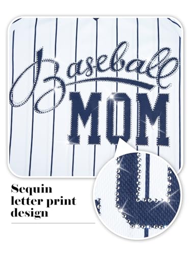 Baseball Mom Shirt Woman Sequin Baseball Game Day Shirts Baseball Season Tee Casual Short Sleeve Tops2